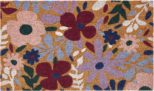 HR U Dørmatte i kokos - "Blomstereng" (Wildflower meadow)